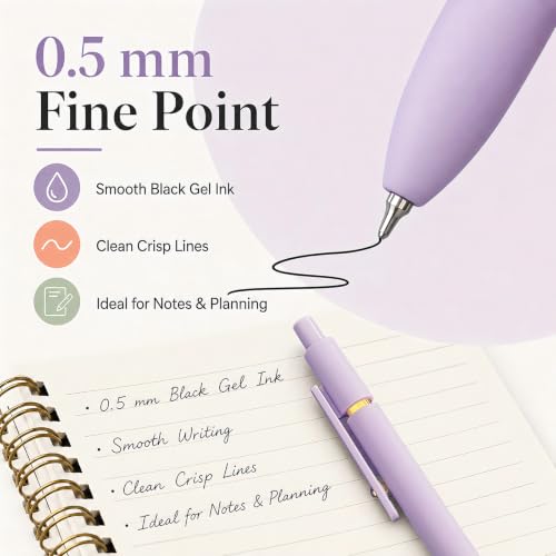 Gel Pens 7pcs 0.5mm Quick Dry Black Ink Fine Point Pens (7 Count)