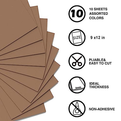 Brown Foam Sheets Crafts 9x12 Inch 2mm Eva Color Craft Foam Paper for Crafts Project Preschoolers Classroom Scrapbooking DIY Cosplay (1080 sq inch)