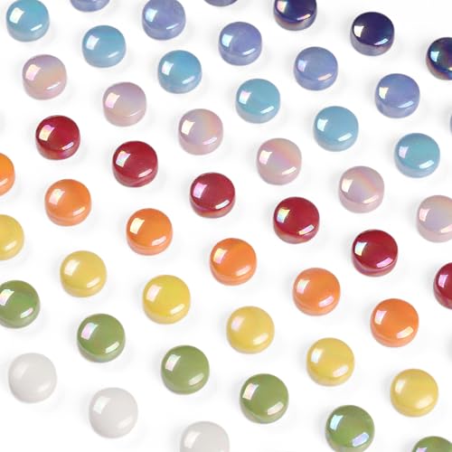 200g Iridescent Round Glass Mosaic Tiles for Crafts Bulk (7.05 Ounce)