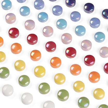 200g Iridescent Round Glass Mosaic Tiles for Crafts Bulk (7.05 Ounce)