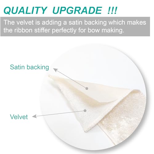Ivory Velvet Ribbon 2.5 Inch x 10 Yards for Christmas Tree Topper Home Decoration Wreath Gift Wrapping DIY Craft (30 Foot)