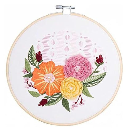 Needle Point Kits Adults Full Range of Starter Including Instructions Stamped Cloth with Pattern Hoop Color Threads and Tools Art Projects