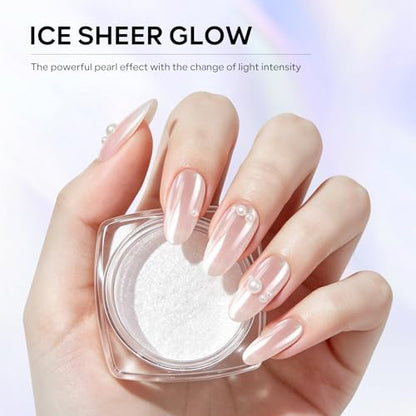 2Pcs White Pearl Chrome Nail Powder