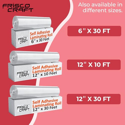 Transparent Glossy Self Adhesive Laminating Roll 12" x 30 ft (30 Count)