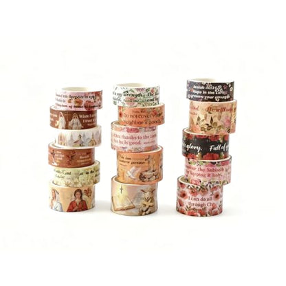 Christian Washi Tape 16 Rolls Aesthetic Decorative Cute Scrapbook Tape