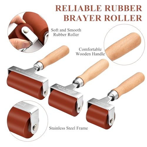 3Pcs Rubber Brayer Roller