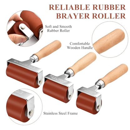 3Pcs Rubber Brayer Roller
