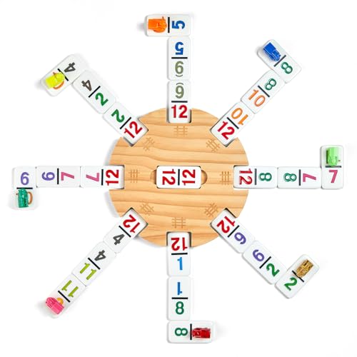 Mexican Train Dominoes Set with 4 Wooden Trays (116 Count)