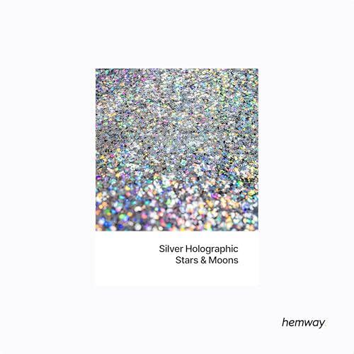 Resin Glitter Silver Holographic Stars & Moons 100g (3.5 Ounce)