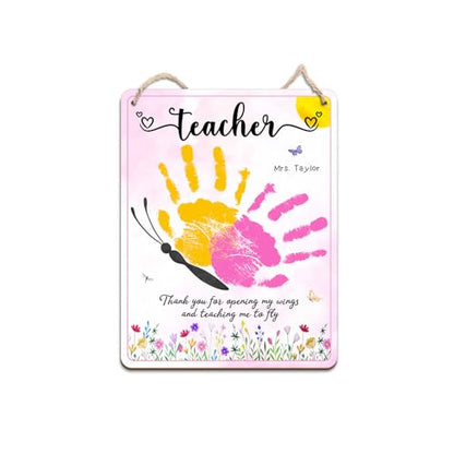 DIY Butterfly Handprints Craft Sign Gift for Daycare PreK Preschool Kindergarten Teacher