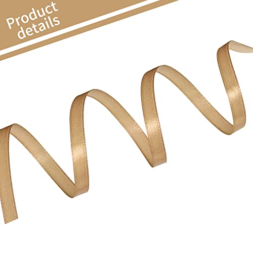 100 Yards 1 4 Inch Gold Satin Ribbon Thin Gift Wrapping Ribbon (300 Foot)