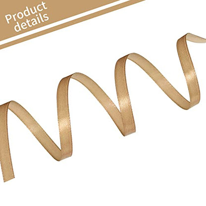100 Yards 1 4 Inch Gold Satin Ribbon Thin Gift Wrapping Ribbon (300 Foot)