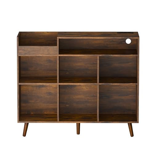 Large Record Player Stand with Vinyl Storage Cabinet
