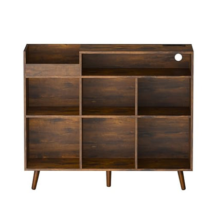 Large Record Player Stand with Vinyl Storage Cabinet
