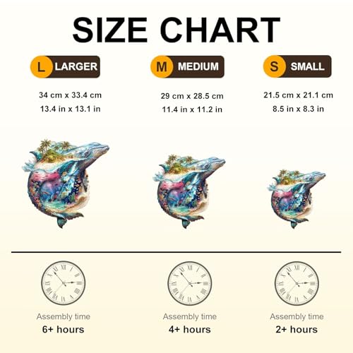 Sea of Whales Puzzles Adults Wooden 200 Pieces 13.4 * 13.1in