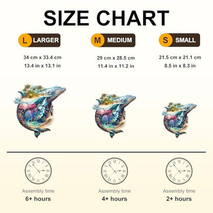 Sea of Whales Puzzles Adults Wooden 200 Pieces 13.4 * 13.1in