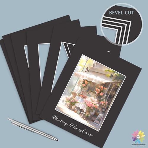 Mat Board Center 25 Pack 11x14 Picture Mat for 8x10 Photo Black