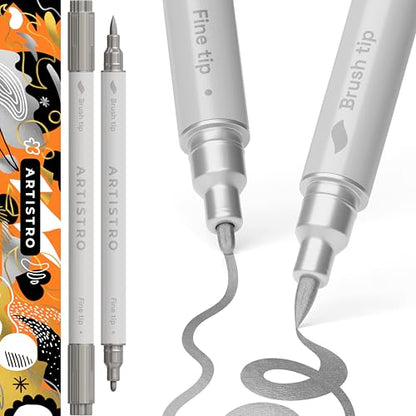 Silver Dual Tip Acrylic Paint Pens (2 Count)