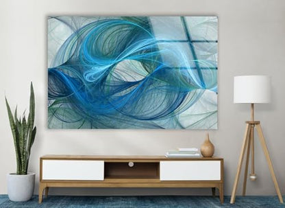 35.5Wx30H'' Blue Energy Abstract Wall Art