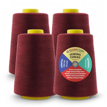 20S 2 Maroon Polyester 4 Pack of Serger Threads Cones (72000 Foot )