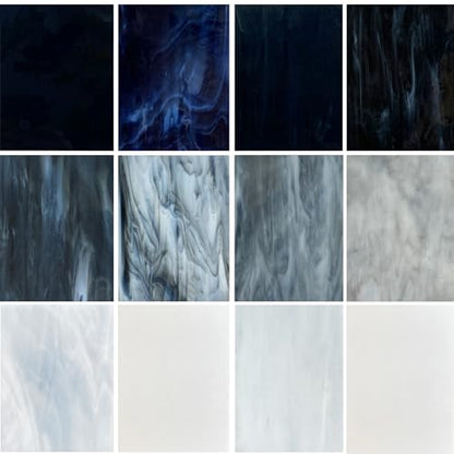 12 Sheets Stained Glass Sheet Assorted Gray Black White Colors (12 Count)