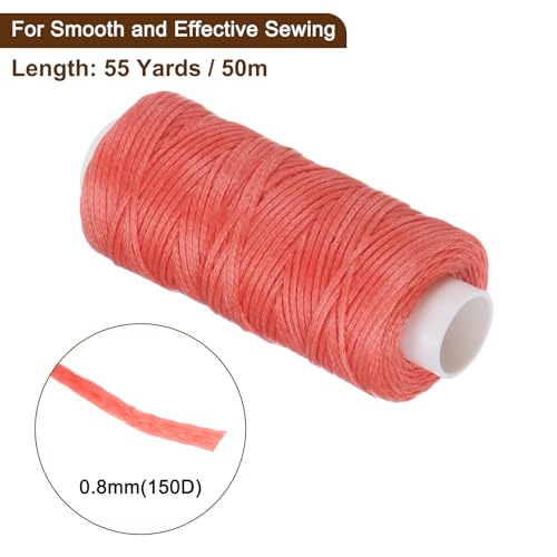 Leather Sewing Waxed Thread 55 Yards 0.8mm Dark Pink