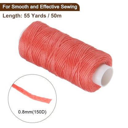 Leather Sewing Waxed Thread 55 Yards 0.8mm Dark Pink