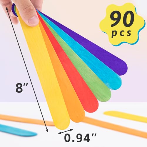 90Pcs 8 Inch Jumbo Craft Sticks (90 Count)