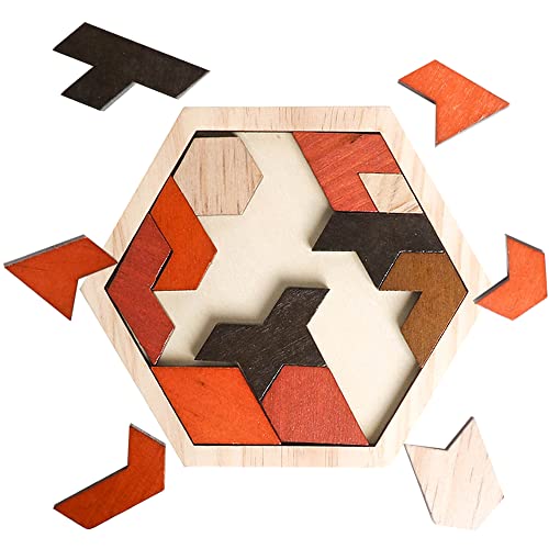 Wooden Hexagon Blocks Puzzle (16 Count)