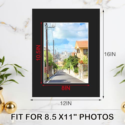15 Pack Black Picture Mats 12x16 for 8.5x11 Photos (15 Count)
