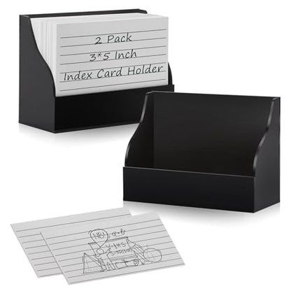2 Pack Black Index Card Holder 3 X 5 Note Card Organizer Acrylic Index Card Box Flash Card Storage Box Postcard Display Stand Business Card Holder Desktop for Business Office