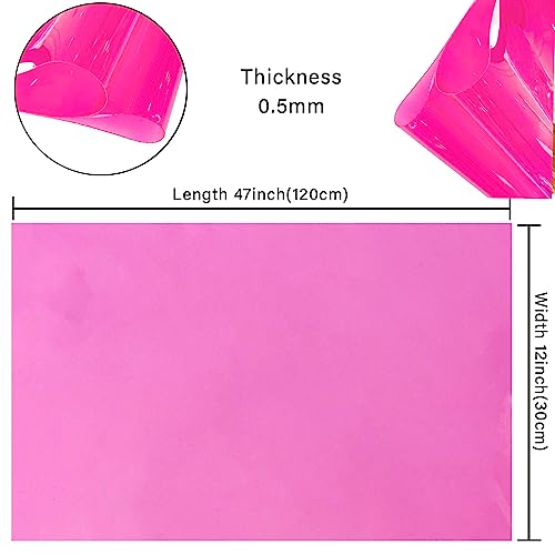 HYANG DeepPink Transparent PVC Super Clear Holographic Vinyl Faux Leather Sheets 1 Roll 12" x 47"