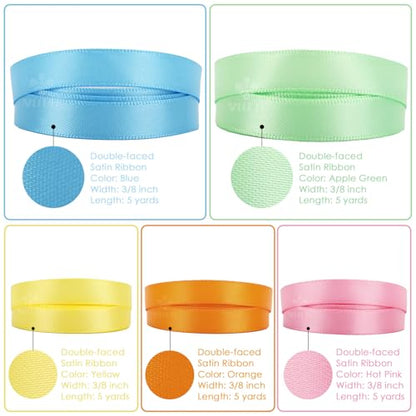 Pastel Rainbow Ribbon Assortment Satin Rainbow Colored Ribbon 3 (150 Foot)