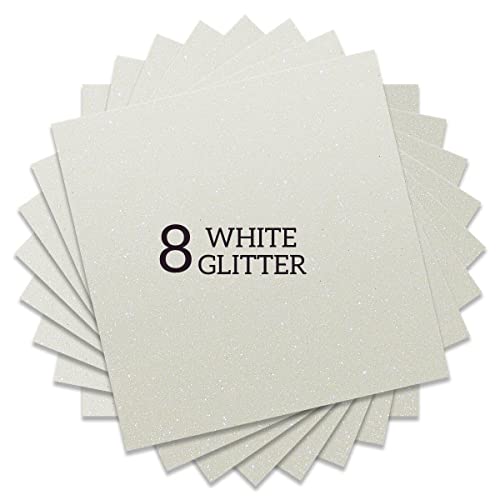 Rainbow White Glitter HTV Heat Transfer Vinyl Bundle 8 Sheets (8 Count)