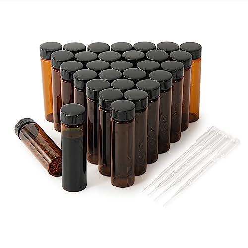 40ml Amber Small Glass Vials 30pcs with Screw Caps (30 Count)