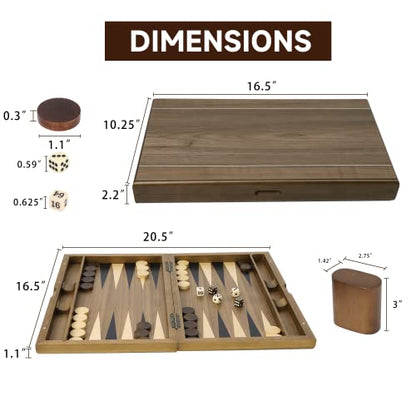 GSE Premium Wooden Inlay Backgammon Board Set