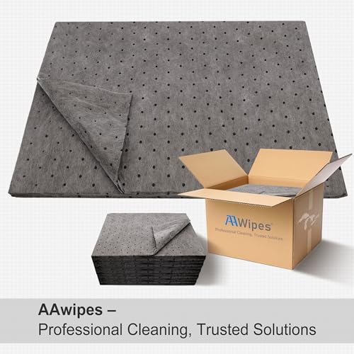 Oil Absorbent Pads 15" X 20" 100 Packs Universal for All Liquids Oil Spill Control Oil Absorbing Sheets for Garage Grey OG1520