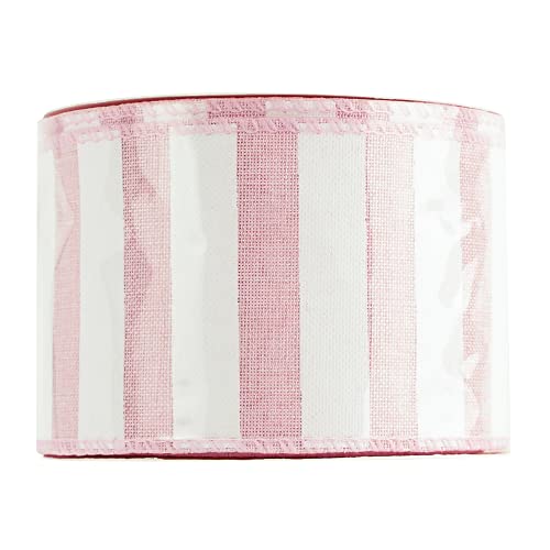 Pink Striped Burlap Ribbon (30 Foot)