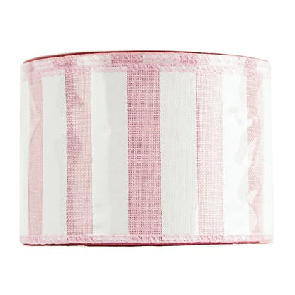 Pink Striped Burlap Ribbon (30 Foot)