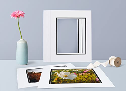 5 Pack Double mat 11x14 for 8x10 Photo White Over Black