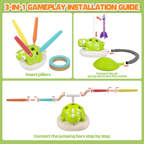 3 in 1 Dinosaur Rocket Launcher for Kids 3