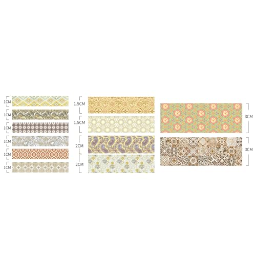 12 Rolls Exotic Charm Washi Tape Set Floral Arts Adhesive Tapes Geometric Garden Decorative Masking Tape Sets for Craft (12 Count)