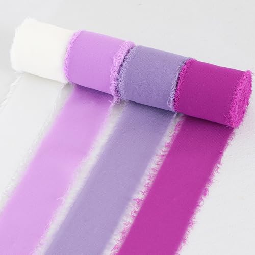 4 Rolls Light Purple Chiffon Ribbon 1.5" x 5.5 Yards for Gift Wrapping