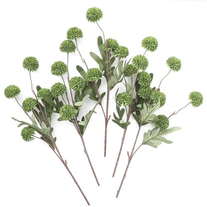5pcs Olive Green Faux Silk Mums Artificial Flowers (5 Count)