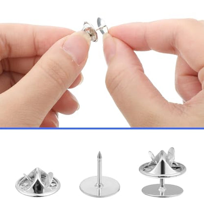 50 Pairs Silver Metal Pin Backs