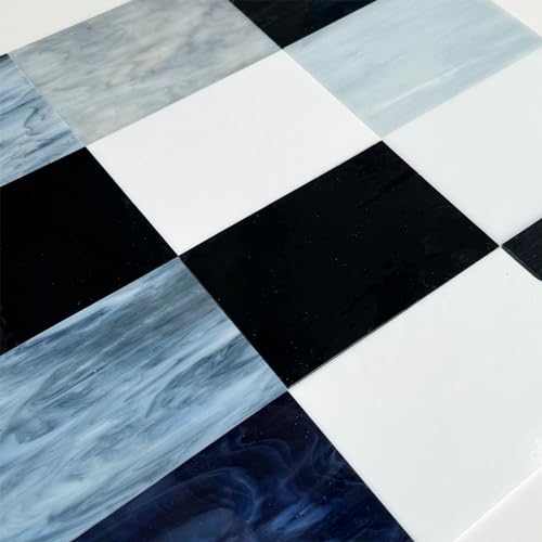 12 Sheets Stained Glass Sheet Assorted Gray Black White Colors (12 Count)