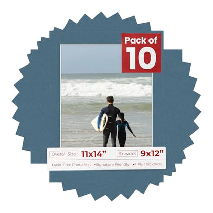 Pack of TEN 11x14 Mats Bevel Cut for 9x12 Photos (10 Count)