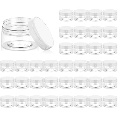 36 Pack 1 OZ Plastic Jars Clear Cosmetic Container with Lids (36 Count)