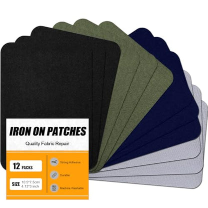 Iron on Patches Repair for Fabric Clothes (12 Count)