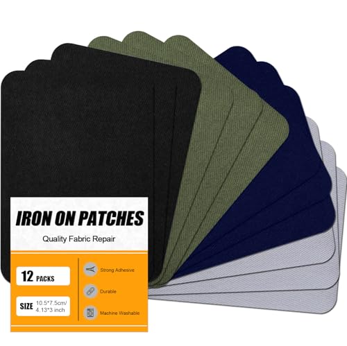 Iron on Patches Repair for Fabric Clothes (12 Count)